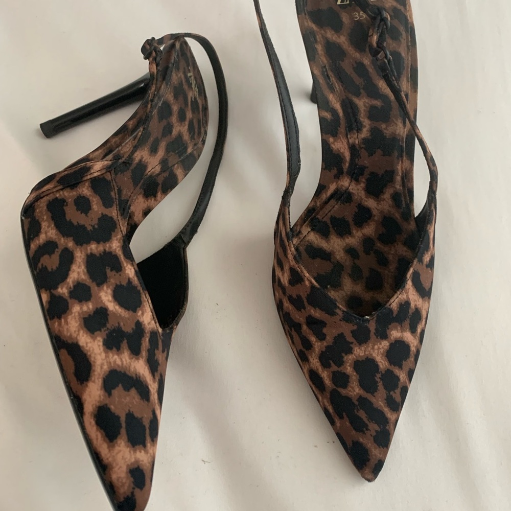 Zara Animal Print Slingback Heels